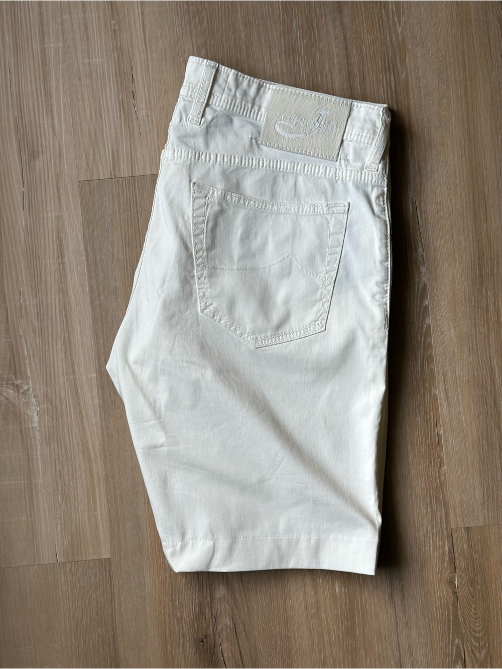 Jacob Cohen White Cotton Flat-Front Men's Shorts Made in Italy Size 36